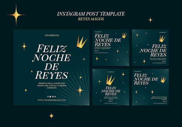 PSD gratuito las publicaciones de instagram de los reyes magos