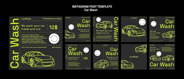 Publicaciones de instagram del servicio de lavado de autos.