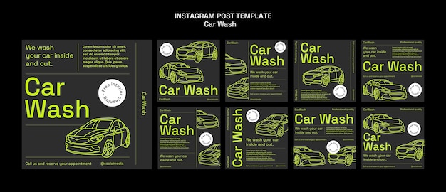 Publicaciones de instagram del servicio de lavado de autos.