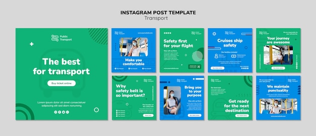 PSD gratuito publicaciones de instagram del servicio de transporte.