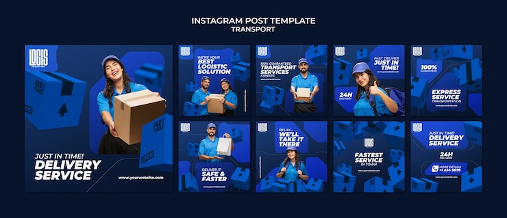 PSD gratuito publicaciones de instagram del servicio de transporte.