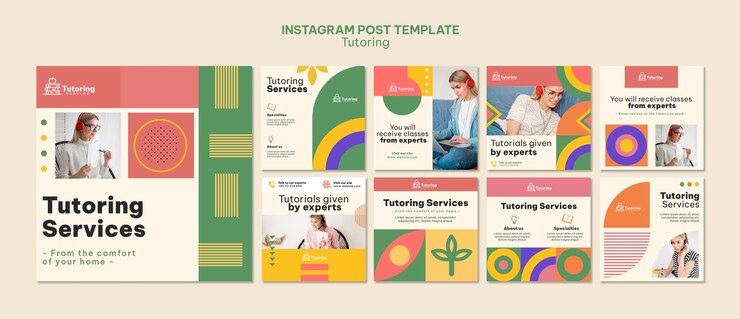 PSD gratuito publicaciones en instagram del servicio de tutoría