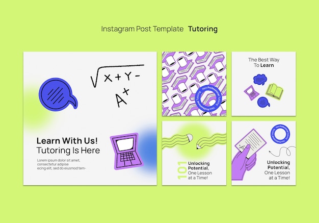 PSD gratuito publicaciones en instagram del servicio de tutoría