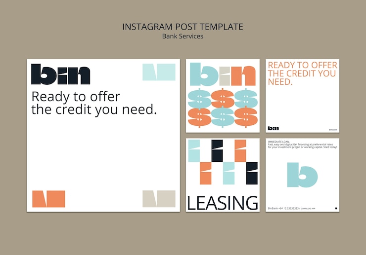 PSD gratuito publicaciones de instagram de servicios bancarios