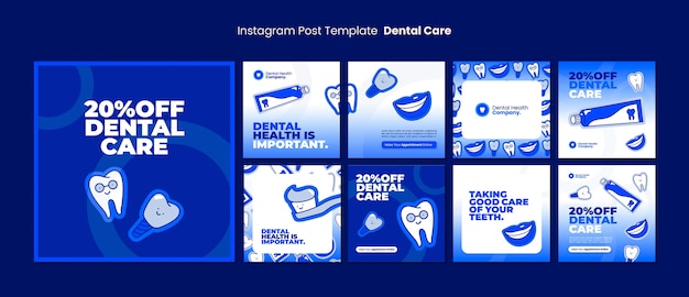 PSD gratuito publicaciones de instagram sobre cuidado dental.