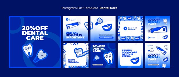 Publicaciones de instagram sobre cuidado dental.