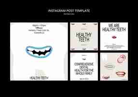 PSD gratuito publicaciones de instagram sobre cuidado dental.