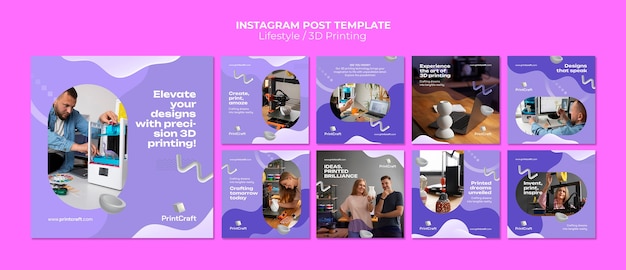 PSD gratuito publicaciones en instagram sobre el estilo de vida del diseño plano