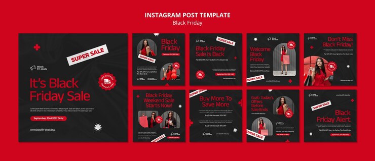PSD gratuito publicaciones de instagram de super oferta de viernes negro