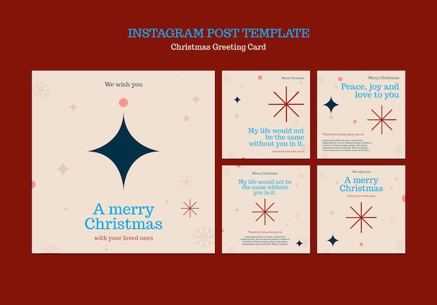 PSD gratuito publicaciones de instagram de tarjetas de felicitación navideñas