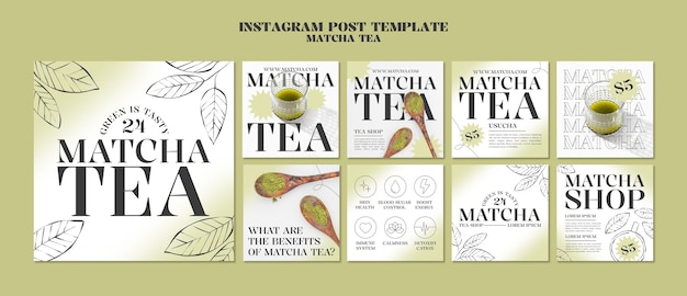 Publicaciones de instagram de té matcha