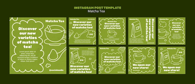 Publicaciones de instagram de té matcha