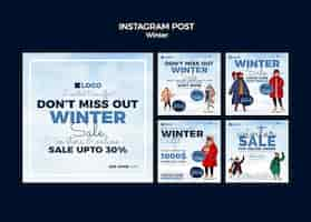 PSD gratuito publicaciones de instagram de la temporada de invierno.