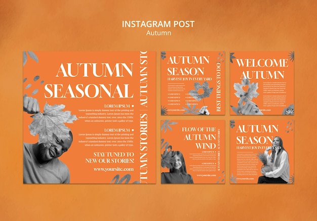 PSD gratuito las publicaciones de instagram de la temporada de otoño