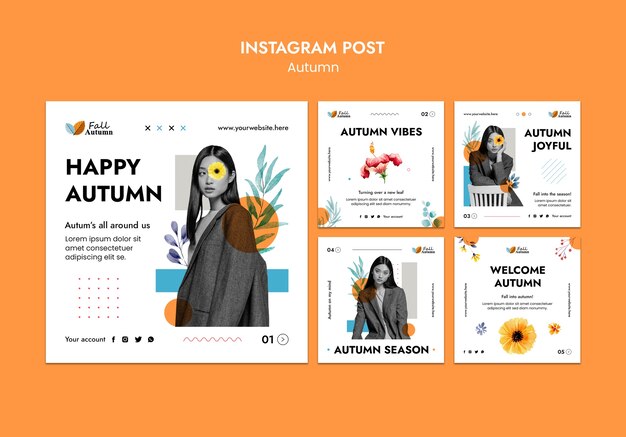 PSD gratuito publicaciones de instagram de la temporada de otoño