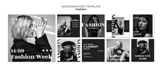 PSD gratuito publicaciones de instagram de tendencias de moda de diseño plano