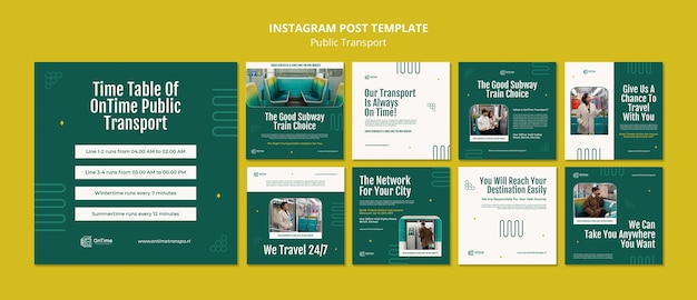 PSD gratuito publicaciones de instagram de transporte público