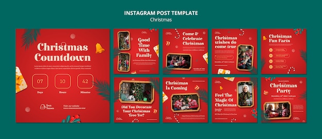 PSD gratuito publicaciones de instagram de vacaciones de navidad