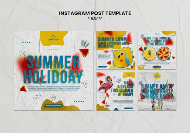 PSD gratuito publicaciones de instagram de vacaciones de verano