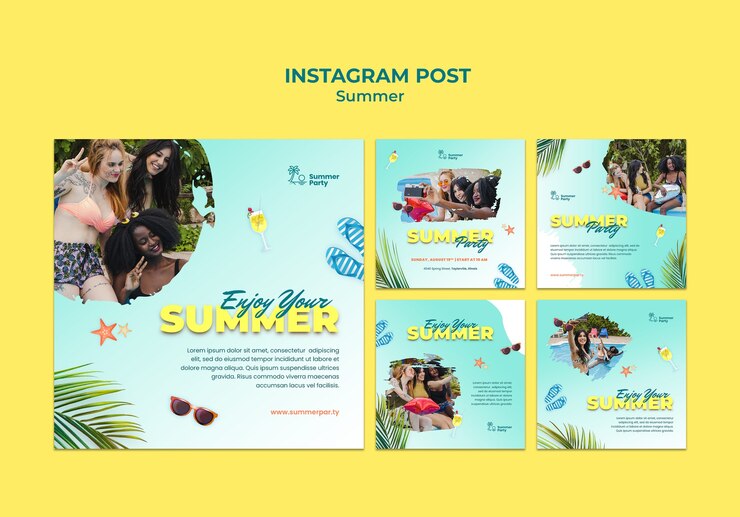 PSD gratuito publicaciones de instagram de vacaciones de verano
