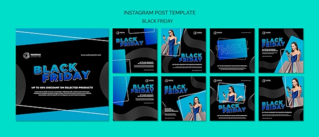 PSD gratuito publicaciones de instagram de viernes negro gradiente