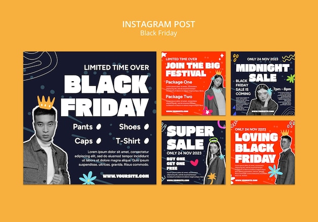 PSD gratuito las publicaciones de instagram del viernes negro