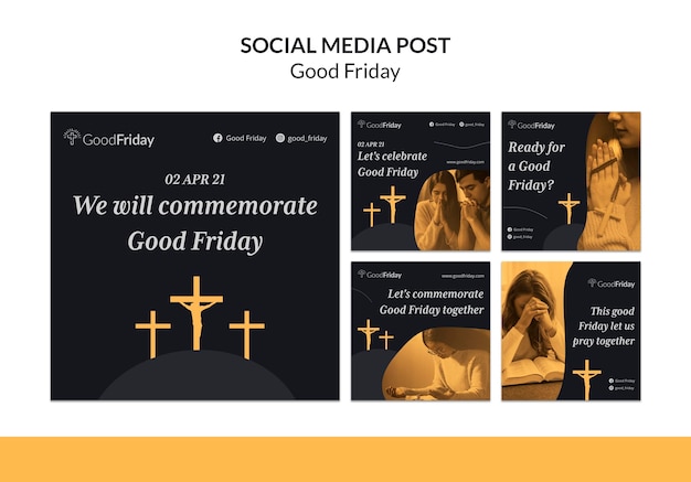 PSD gratuito publicaciones de instagram de viernes santo con foto