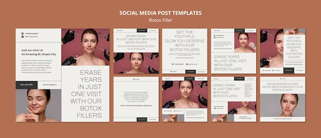 PSD gratuito publicaciones mínimas de instagram de relleno de botox