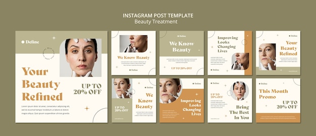 PSD gratuito publicaciones mínimas de instagram de relleno de botox