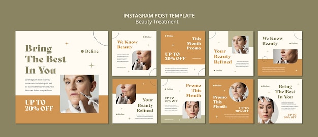 PSD gratuito publicaciones mínimas de instagram de relleno de botox