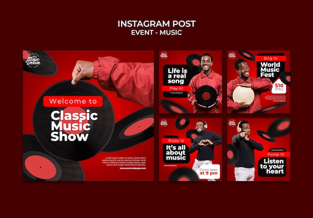 Publicaciones realistas de eventos musicales en instagram