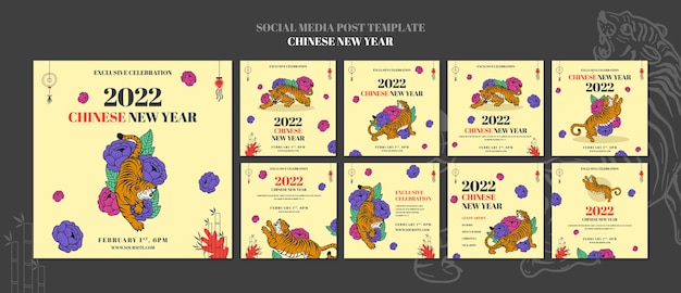 Publicaciones de redes sociales de año nuevo chino