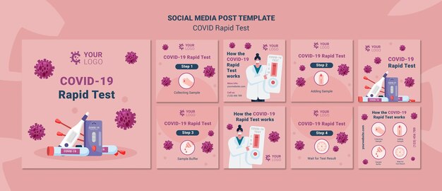 Publicaciones en redes sociales de prueba rápida de Covid