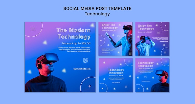 PSD gratuito publicaciones en redes sociales de realidad virtual