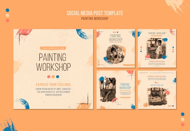 Publicaciones en redes sociales del taller de pintura