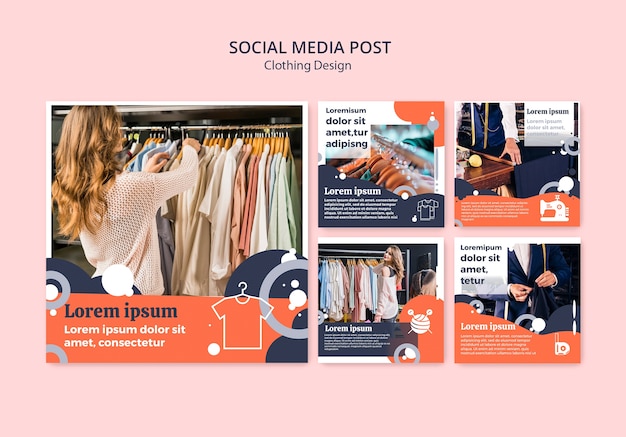 PSD gratuito publicaciones en redes sociales para tienda de ropa