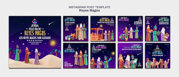 PSD gratuito las publicaciones de reyes magos en instagram