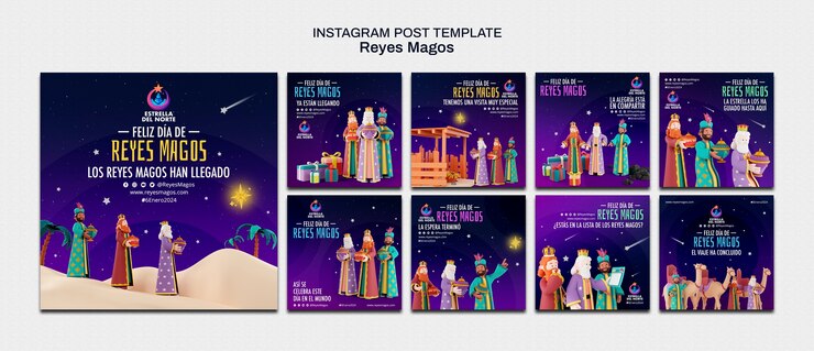 PSD gratuito las publicaciones de reyes magos en instagram