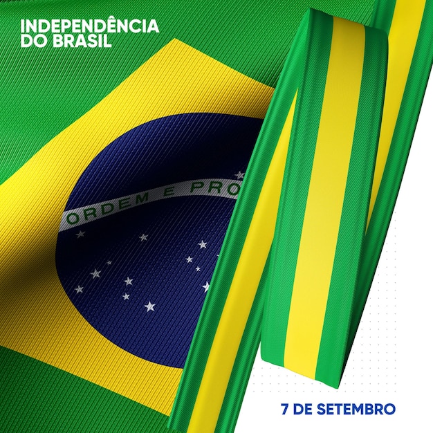 PSD gratuito publicar feed redes sociales día de la independencia de brasil renderizado 3d en portugués