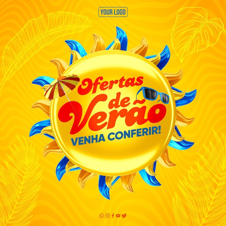 PSD gratuito publicar ofertas de verano en redes sociales para ventas en brasil