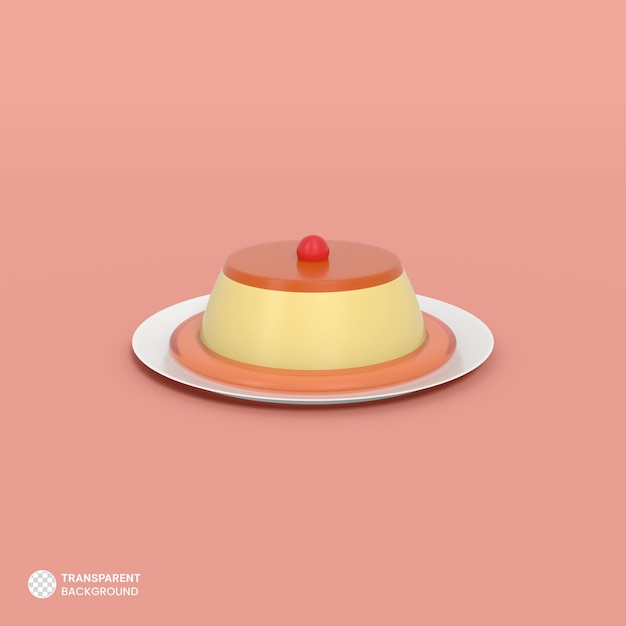 pudín, icono, aislado, 3d, render, ilustración