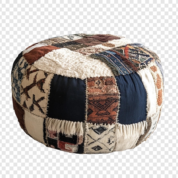 Puff de patchwork bohemio Un acento de decoración para el hogar con textura