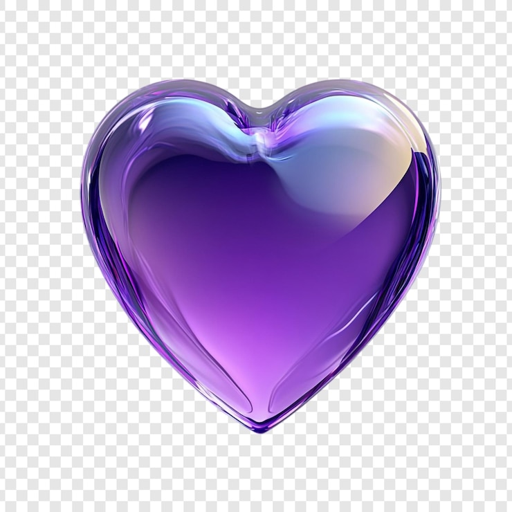 PSD Gratis purple glass heart a symbol of love and passion