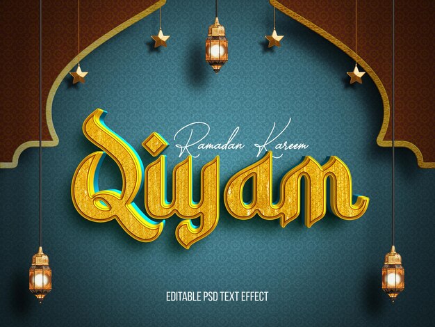 Qiyam Ramadan Kareem Efecto de texto editable