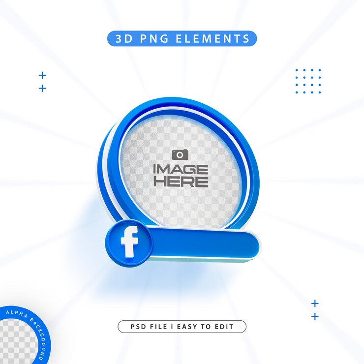 PSD gratuito quadro 3d a profilo rotondo per facebook sui social media isolato