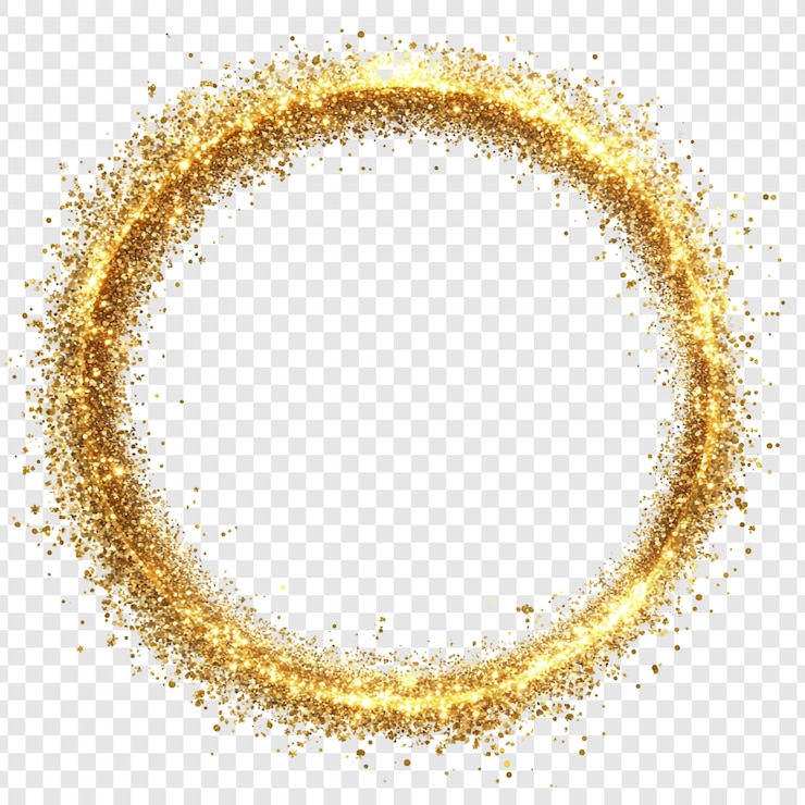 PSD gratuito quadro a cerchio dorato luccicante effetto di luce scintillante elemento di design festivo
