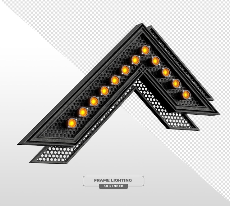 PSD gratuito quadro di proiettore led a forma di v con rendering 3d a griglia di maglia