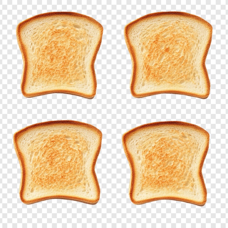PSD gratuito quattro fette di pane tostato marrone dorato