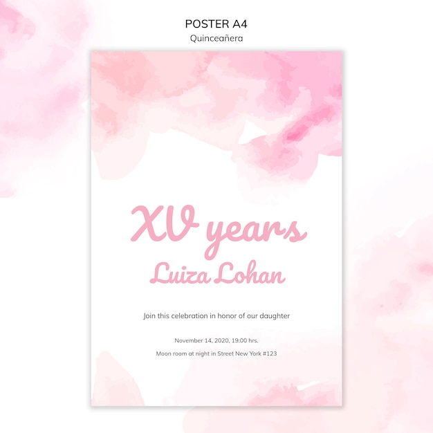 Gratis PSD quinceanera partij sjabloon poster