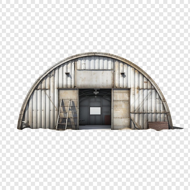 Quonset hut huis geïsoleerd op transparante achtergrond